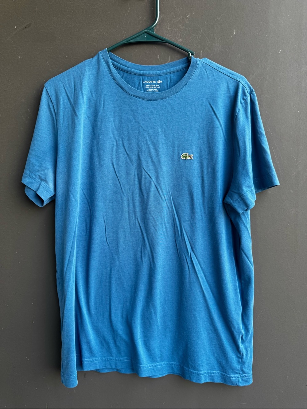 blue Lacoste 100% cotton crew neck T-shirt